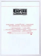 Star Wars Empire Strikes Back Foldout Movie Program 8 1/2 x 11 1/2" Vintage 1980