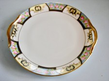 Vintage Noritake Servierplatte/Kuchenplatte-Griff-Rosen-Goldrand-NEUWERTIG