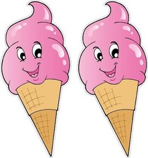2 pack Ice Cream Cone Decal 8" Concession Trailer restaurant Food Truck Stickers