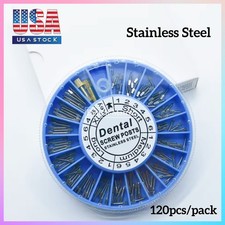 120PCS Dental Stainless Steel Screw Post Conical Root Canal Pins +2 key  USA
