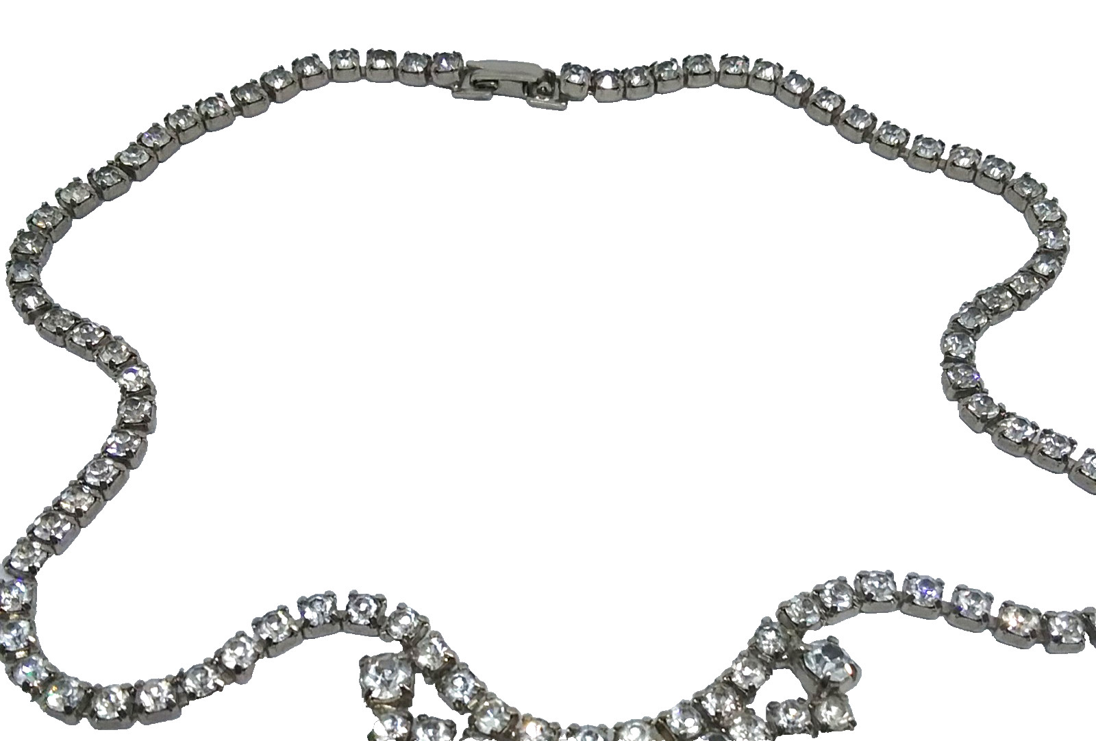 Vintage Clear Rhinestone Cascade Statement Neckla… - image 4