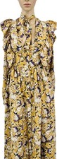 Mustard Floral Ruffle Maxi Dress with Tie Neck Size: 4 Nasty Gal