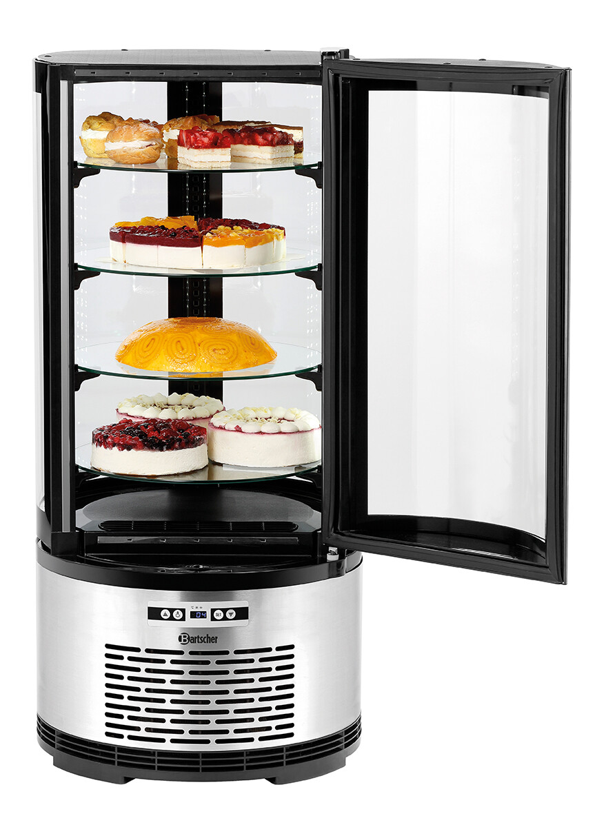 Kuchenvitrine Tortenvitrine rund 4 Glasböden 100 Liter Kühlvitrine