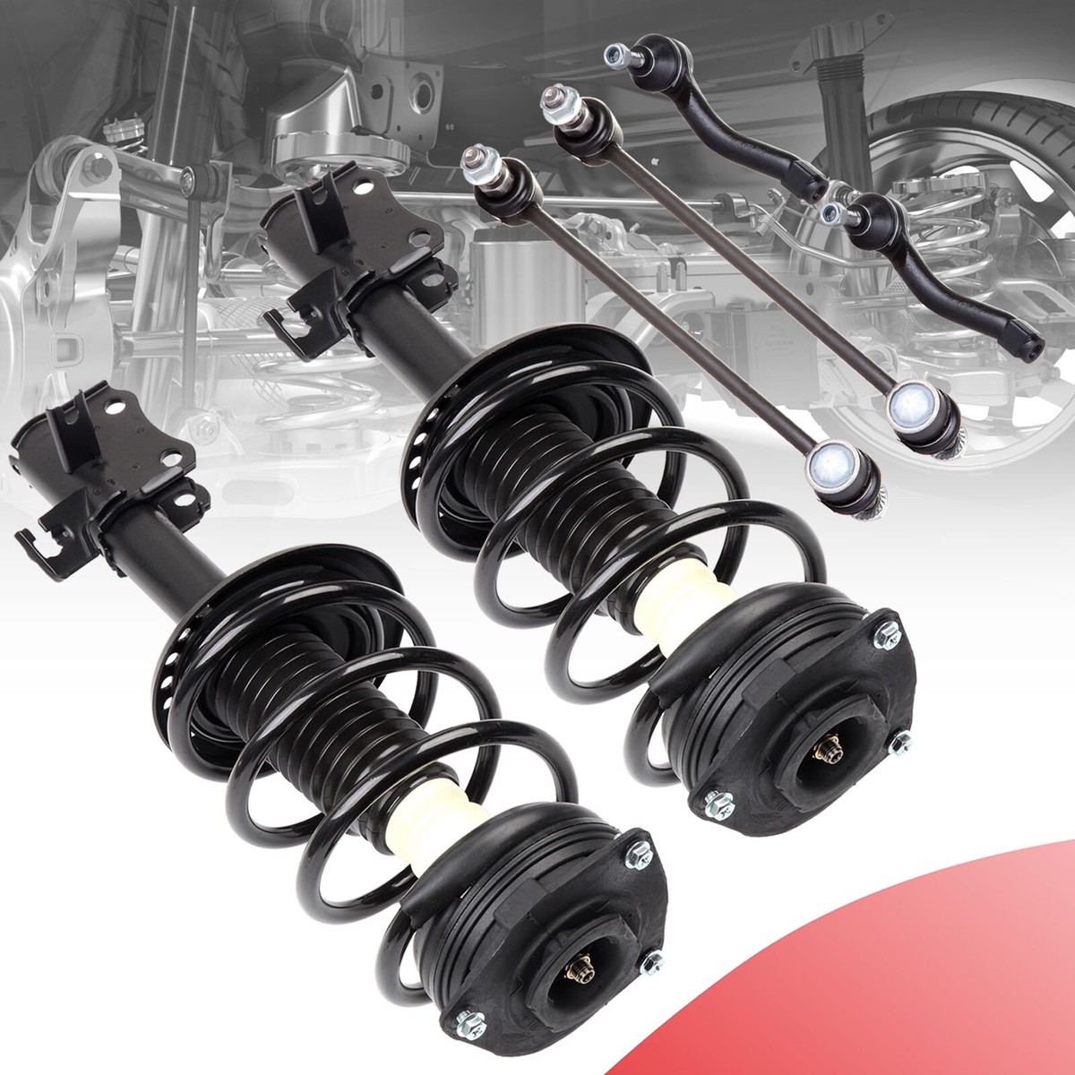 For 2007-2012 Nissan Sentra Front Complete Struts & Tie Rods