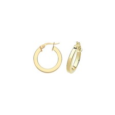 9ct Yellow Gold Hoops SQ Tube 375 Hallmarked 15mm - 40mm Diameter British Made