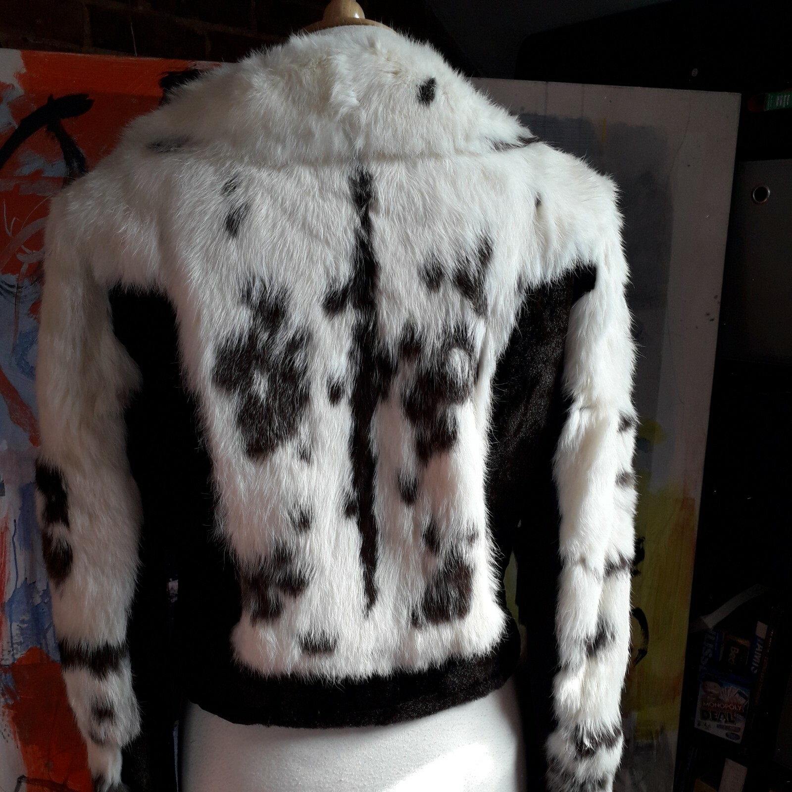 VINTAGE 1960 FUR CROP JACKET UK 10 Nowe, tanie