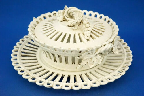 ANTONIBON NOVE Centerpiece and bonbon tray 19th Perforated ceramic Grapes Italy - Picture 3 of 24