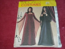 🌺McCALL'S 3372-LADIES GOTHIC-RENAISSANCE VAMPIRESS GOWN-VEIL-HAT PATTERN 6-20FF