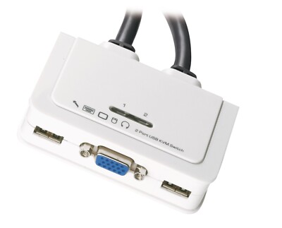 Kabel KVM Switch 2-Port VGA, USB & Audio inkl. 2 x Kabelsatz / EFB EB977 NEU !
