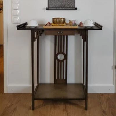 Konsolentisch Flurtisch Schreibtisch Braun Holz mit Schublade in Antik Stil  - Bild 1 von 4
