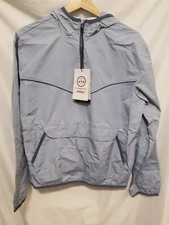 Wrangler All Terrain Gear ATG Anorak Jacket Women Medium Blue 1/2 Zip Kangaroo