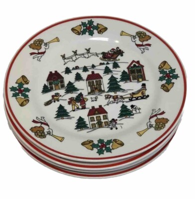 Jamestown China Set Of 4  The Joy Of Chrismas  Ceramic Salad Plates 7.5 D VN