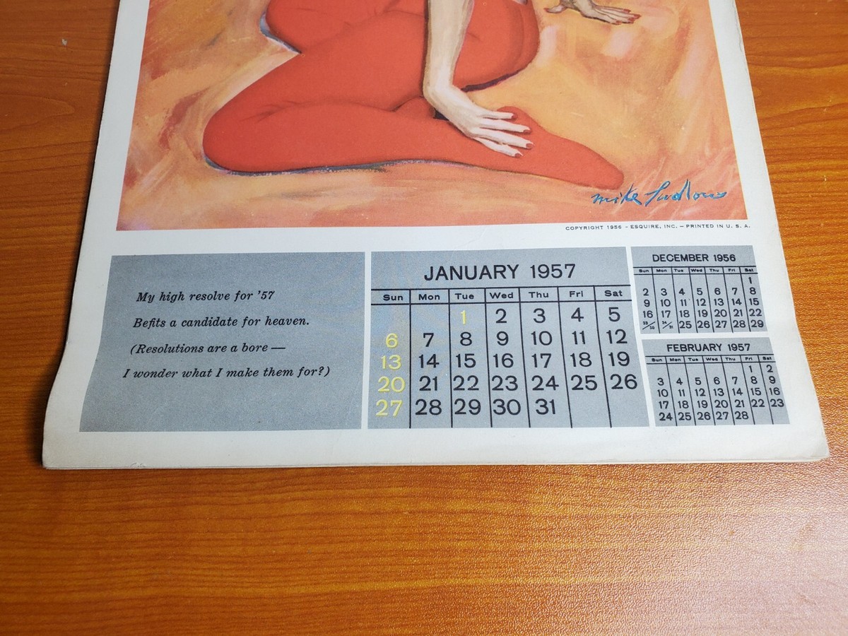 1957 Esquire Girl Pinup Girl Calendar Full 12 Month Calendar
