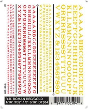 Woodland RR Roman Decals - Red/Gold 1/16'' - 3/16'' - Model Railroad Decal
