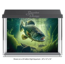 Swimming Bass Fish Polyester Fish Tank Glass Backdrop Aquarium Background