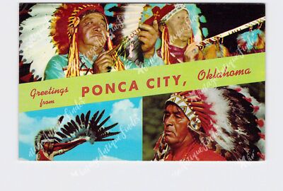PPC Postcard Native Americana Indians Greetings From Ponca City Oklahoma