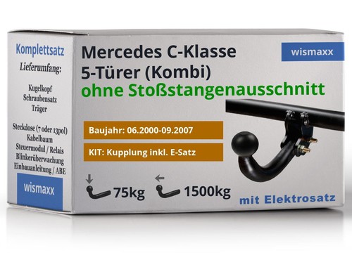 ANHÄNGERKUPPLUNG für C-Klasse W203 Kombi 00-07 starr BRINK + ES 13pol spezifisch