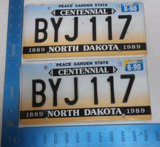 North Dakota ND License Plate Tag 1990 90 Pair Set BYJ117