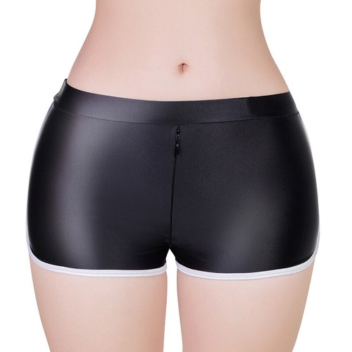 Underwear Sheer Oil Shiny Glossy Low Waist Sexy Hip Zipper Boxers for Lady - Picture 10 of 16