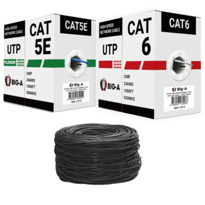 Cat5e Plenum 1000ft Cat 6 Ethernet Cable Riser Bulk Cat 5e Cat6 Coed (CMP CMR)