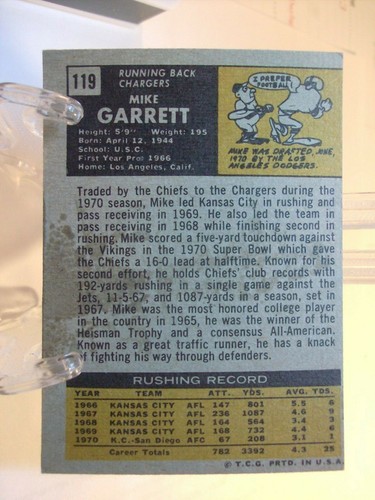1971 Topps Football Card #119 Mike Garrett (85589) - Picture 2 of 2
