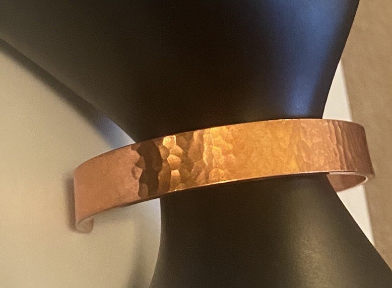 JS Brana Artisan Signed Solid Hammered Copper Cuf… - image 8