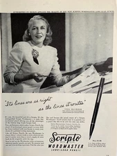 1946Scripto Wordmaster Pencil Print Ad 13in x 10 in  Vera Maxwell