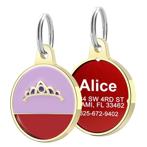 Round Dog ID Name Tag Engraved Dog Cat Puppy Name Number Address ID Disc - Foto 4 di 22