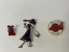 Red Hat Society Lady Brooch Pin Purple & Red Purse Membership Pin Tiny Red Dress