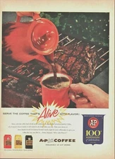 1959 A&P Supermarket Vintage Print Ad Coffee Alive With Flavor 100th Anniversary