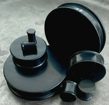 PAIR Black Solid Silicone Plugs Double Flare Tunnels Earlet Gauges up to 2 inch 
