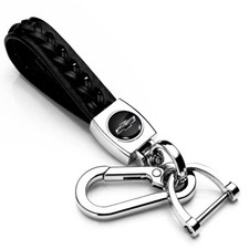 Chevrolet Black Logo Braided Rope Style Black Leather Key Chain