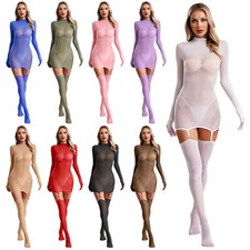 Women's Leotard Club Bodystockings See Through Bodysuit Shape Jumpsuit Dance