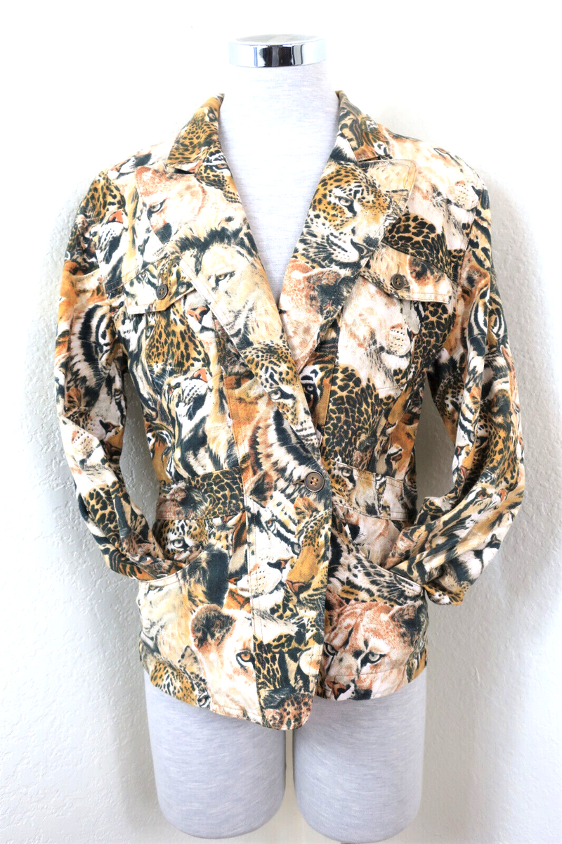 Vintage KENZO Brown Yellow Lion Tiger Cotton Jacket Hip HOp Vintage KENZO Brown Yellow Lion Tiger Cotton Jacket Hip HOp