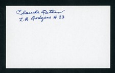 Claude Osteen MLB L.A. Dodgers World Series Champion Signed 3x5 Card E26625