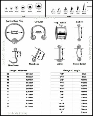 20G 18G 16G 14G Surgical Steel Tongue Ring Helix Cartilage Tragus