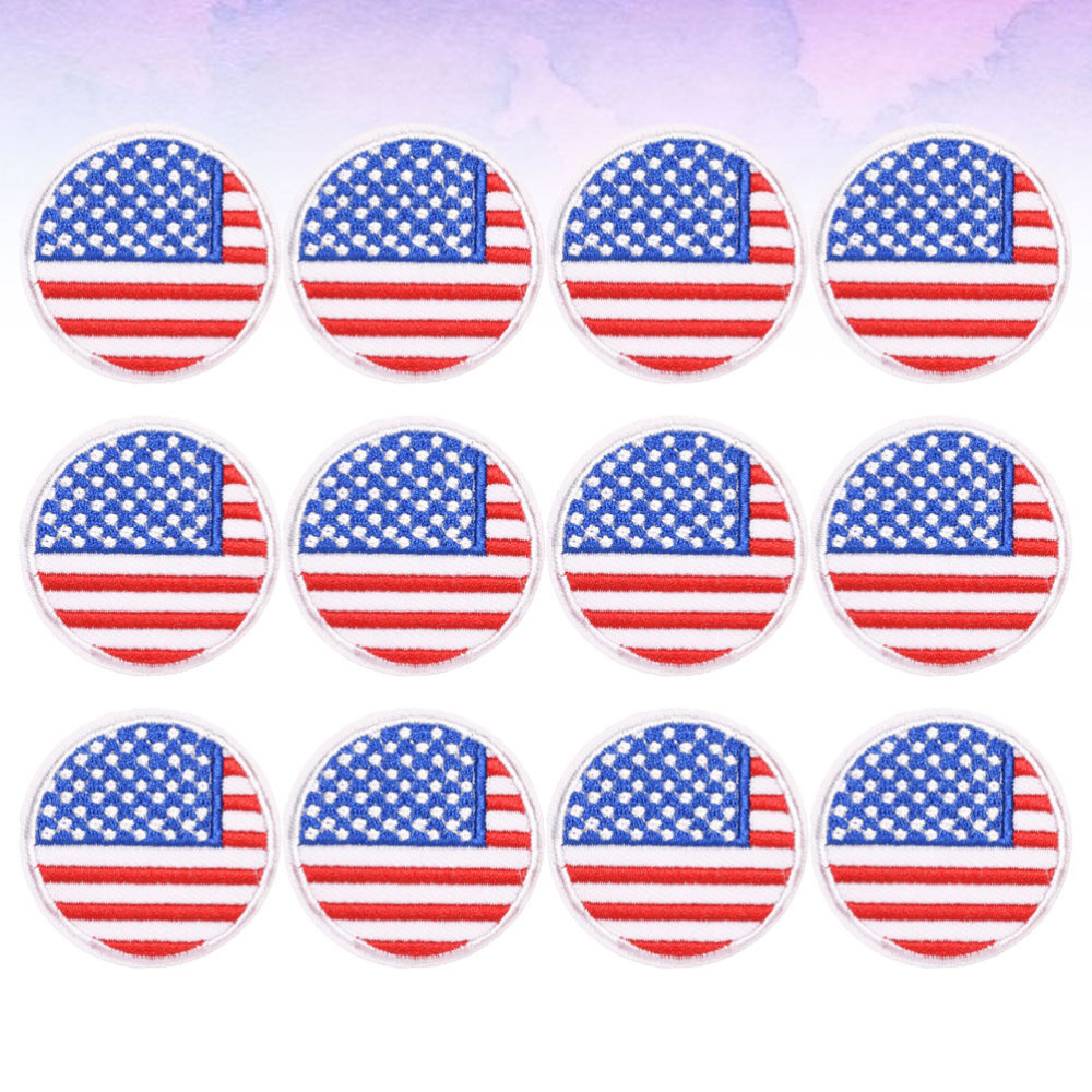 12 Pcs Flag Cloth Stickers Embroidery Patch Embroidered Patches for Clothes
