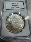 Unc 1886-P Morgan Silver Dollar Ungraded 90% Silver in NGC Style Slab Holder