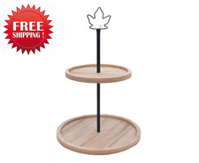 Wooden Cake Stand 2-Tier Decorative Tray Cupcake Stand Rustic Farmhouse Serving