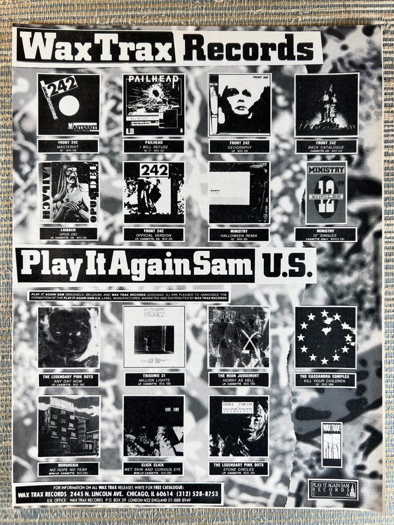 Wax Trax Records Play It Again Sam USA Front 242 Ministry 19