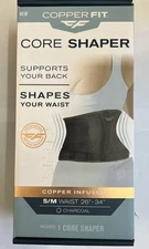 COPPER FIT Core Shaper Back Support S/M Shapes Waist 26"-34"Charcoal