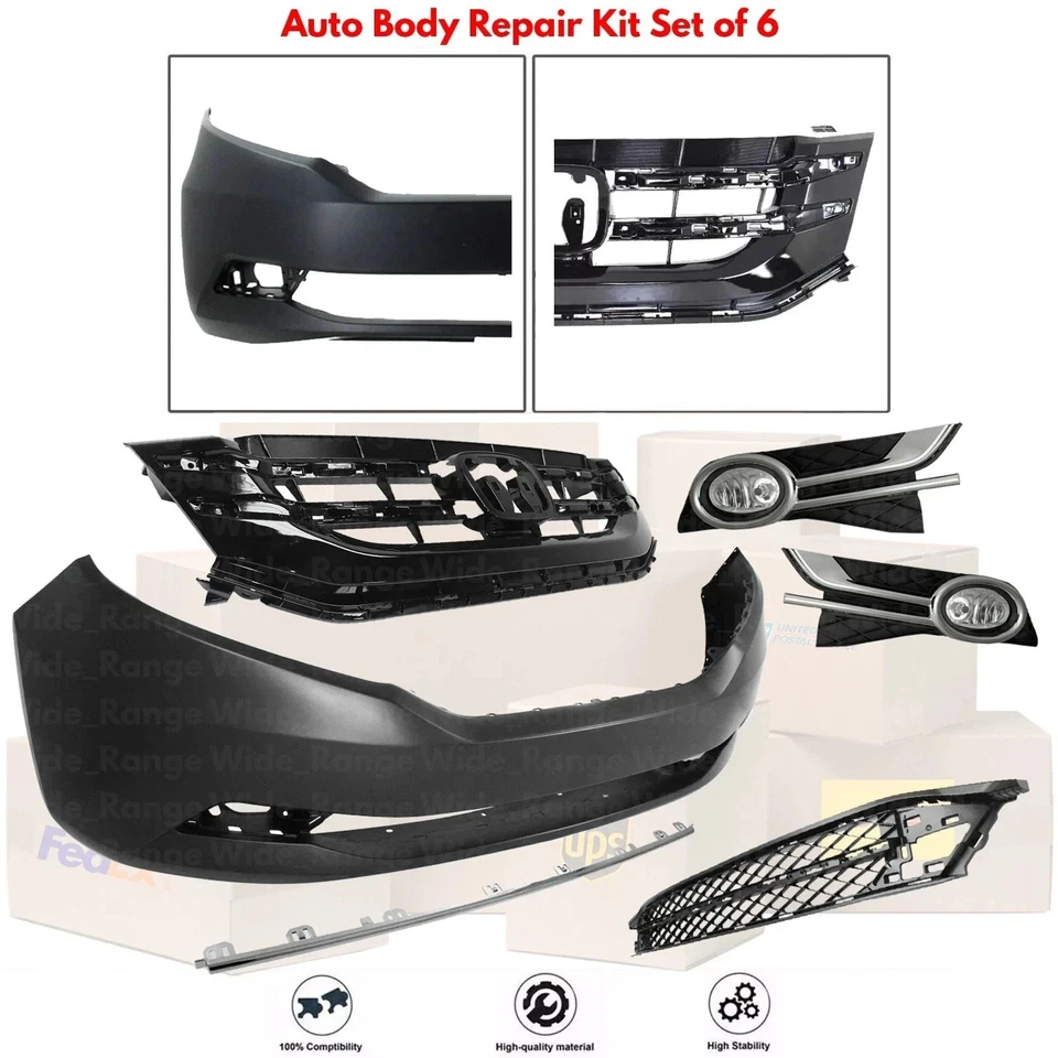 Front Bumper Cover Fascia & Grille Assembly Kit For 2014-2017 Honda Odyssey Foto 2 de 4