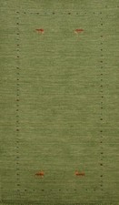 Artisan-crafted Green Gabbeh Accent Rug Wool ...