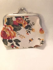 Floral Rose Coin Purse - White