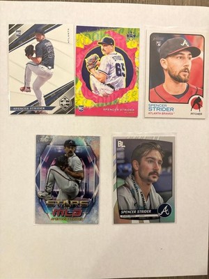 (5) Spencer Strider (3) ROOKIES 2022 and (2) 2023 topps and donruss
