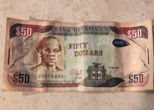 Jamaican $50 Banknote 1-6-2013