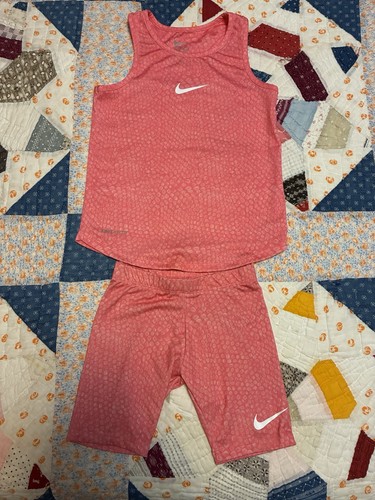 Nike Dri Fit Tank And Short 2Pc Set Pink Size 6X 6-7Yrs.