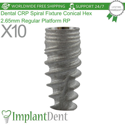 X10 Dental CRP Spiral Fixture Conical Connection Hex 2.65mm Regular Platform RP