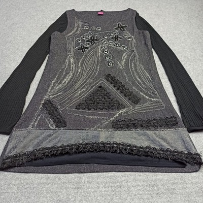 Defekt Save-The-Queen Damen Tunika Größe XL Slim 20% Wolle Top Made IN Italien