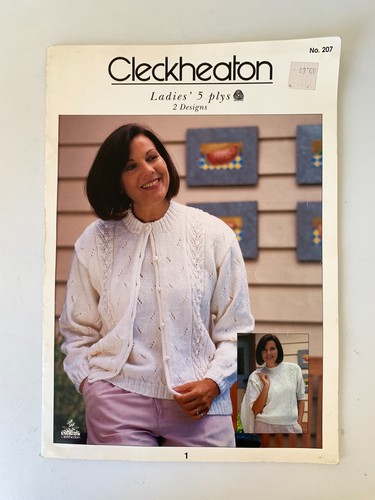 Cleckheaton Vintage Knitting Pattern Book No 207 Ladies 5 Ply 2 Jumper Designs